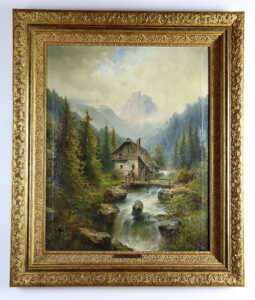 23 а. Парные картины "Альпийский пейзаж с водяной мельницей"